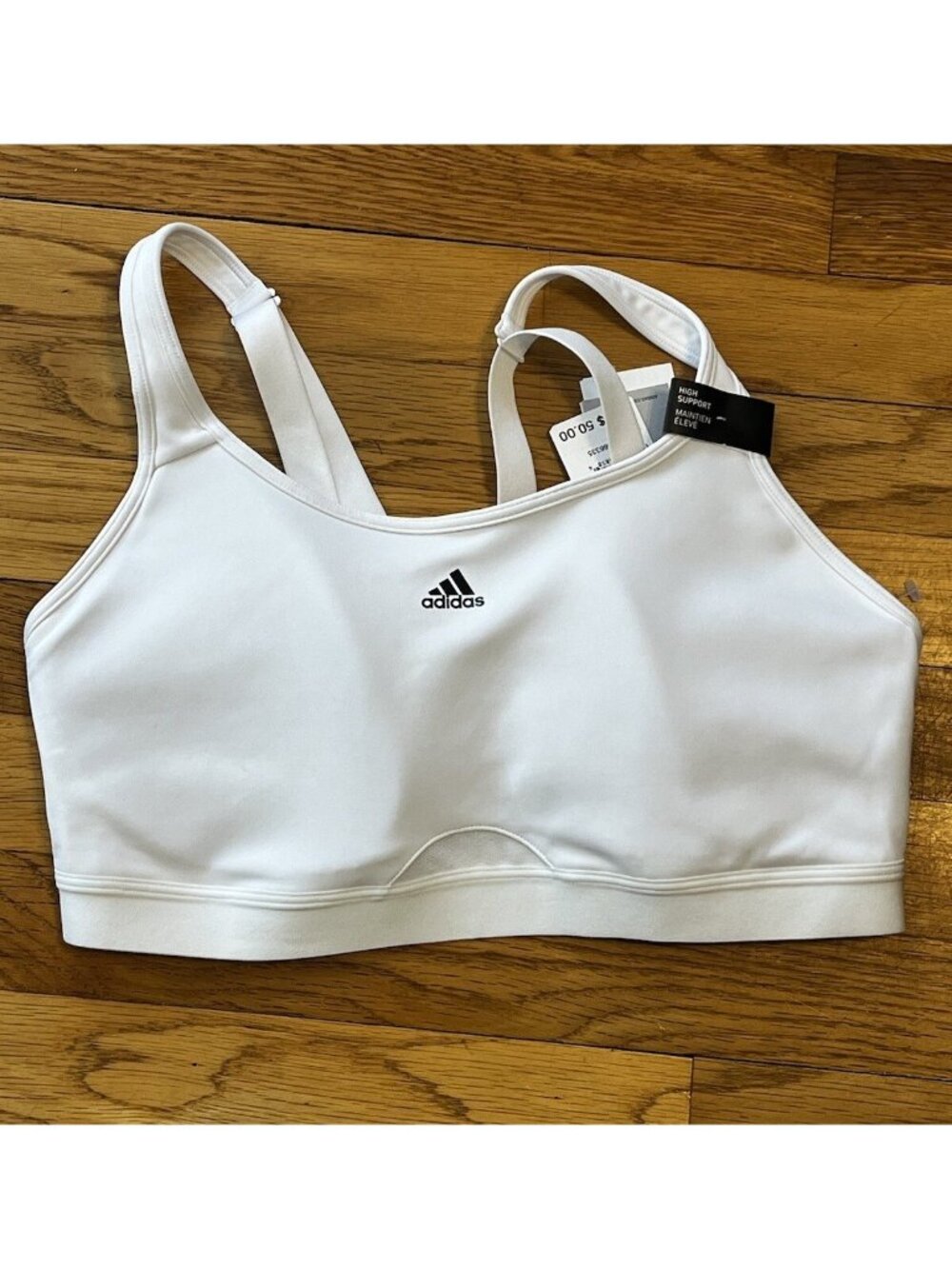 NEW Adidas Sports Bra size Medium 40DD White High Support Adjustable Straps